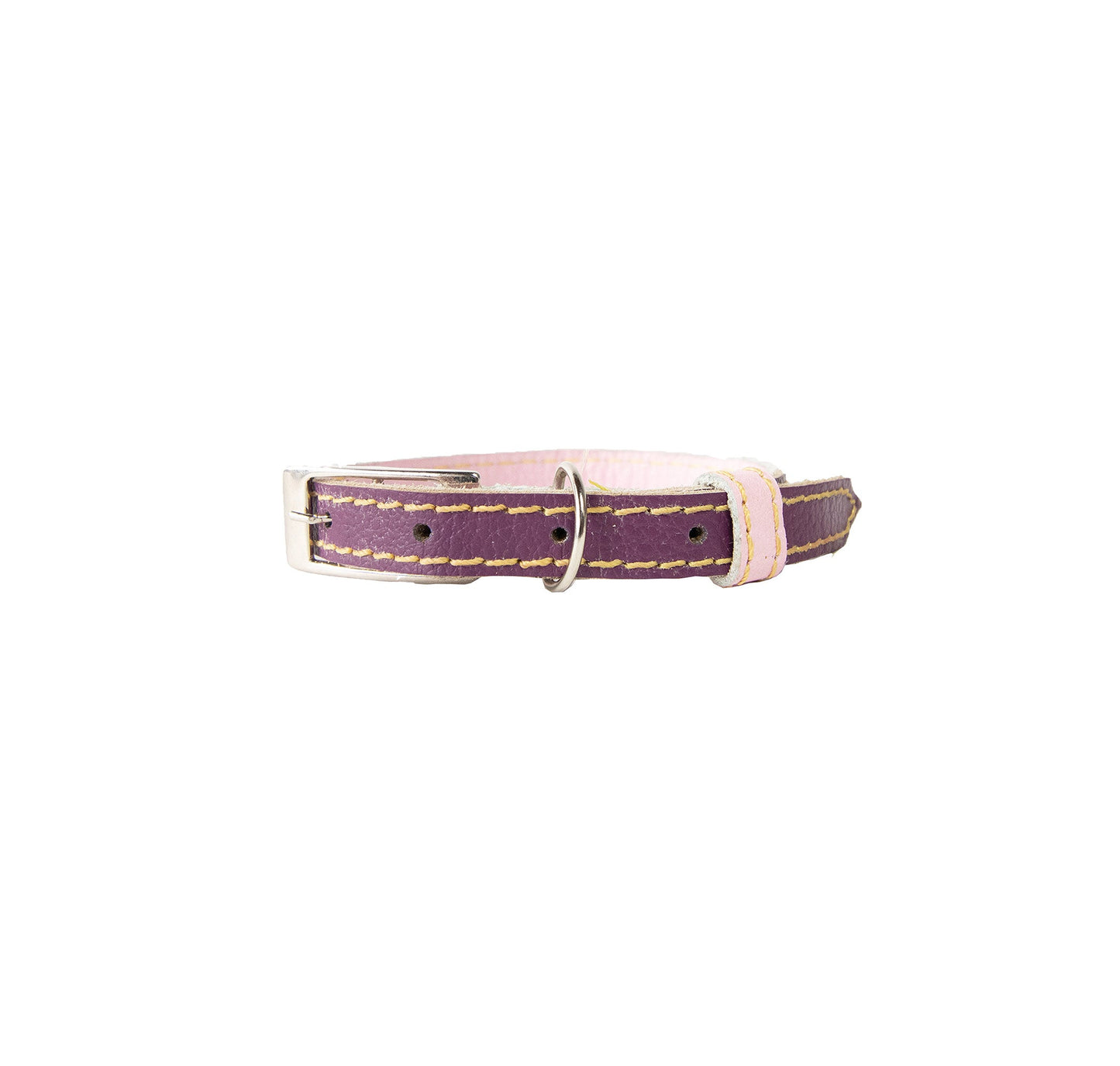 Collar para Gato Cuero Morado Rosado