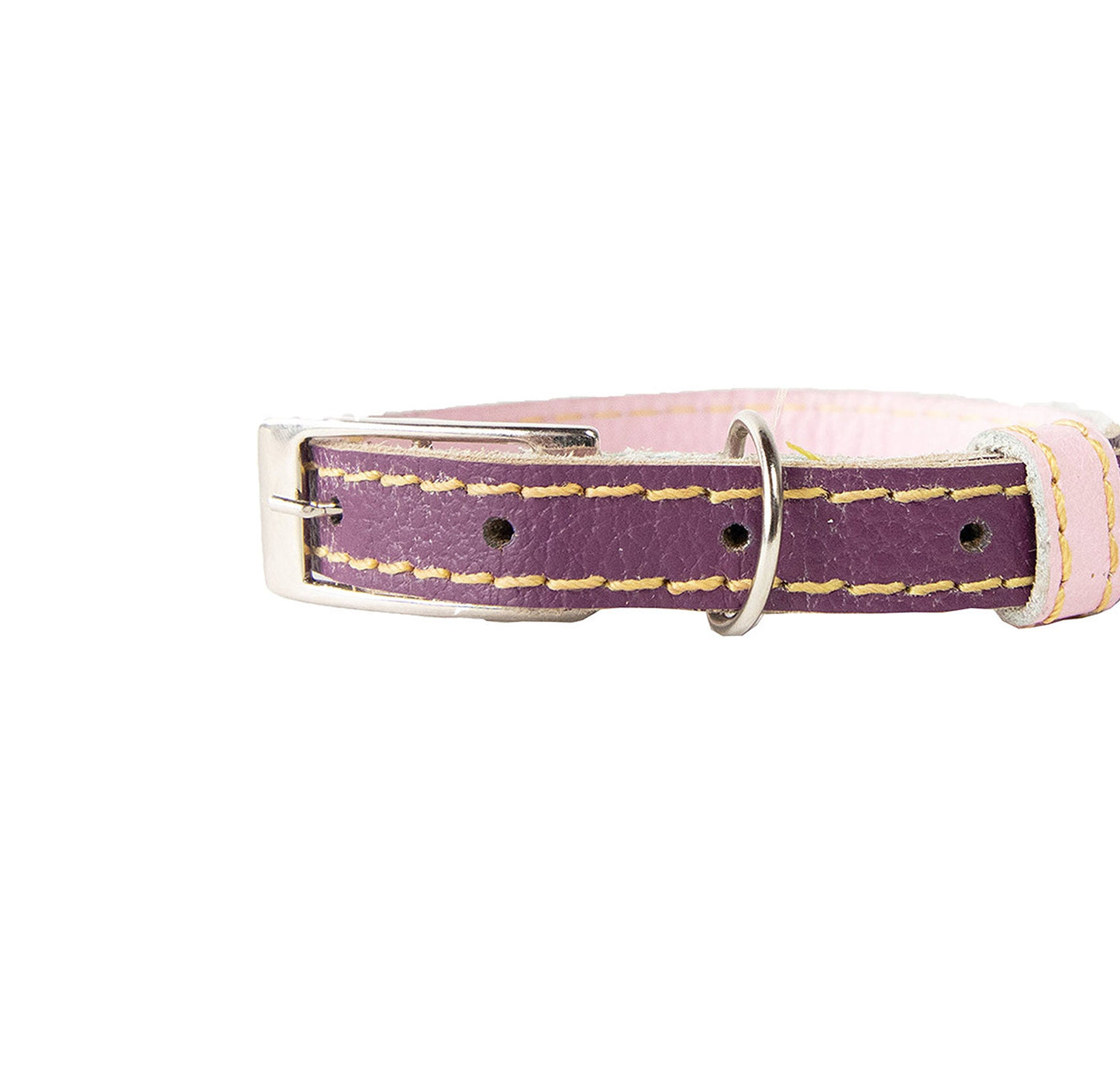 Collar para Gato Cuero Morado Rosado