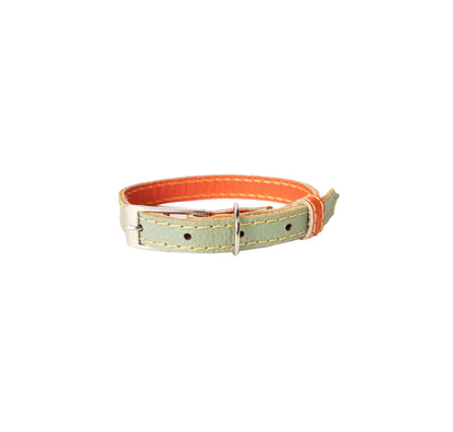 Collar para Gato Cuero Pistacho Naranja