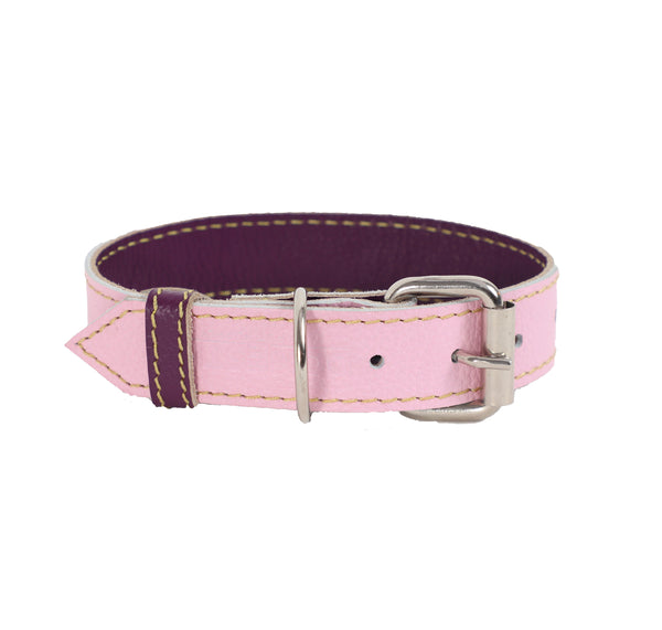 Collar para Perro Cuero Rosado Morado