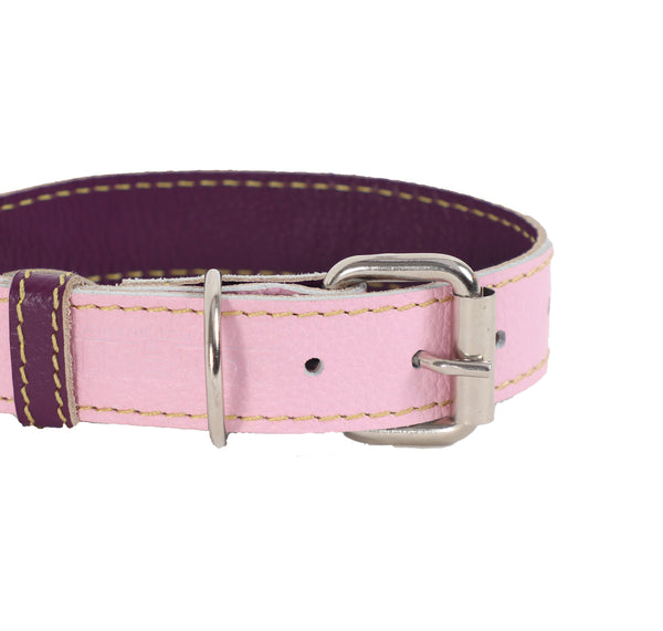 Collar para Perro Cuero Rosado Morado